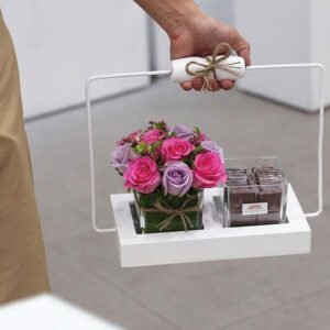 mdf base with metal handle open basket